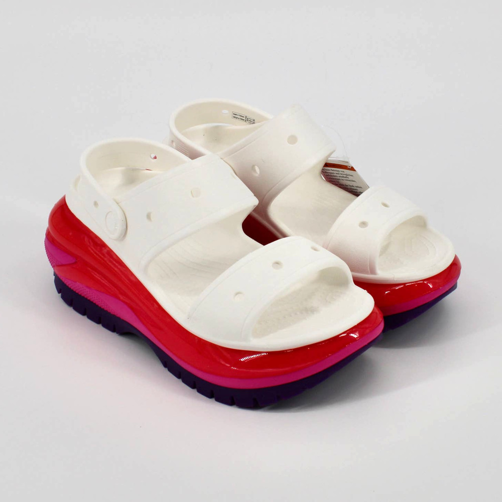 Crocs Mega Crush Chunky Platform Sandal Womens Size 8 IN White/Multi NEW